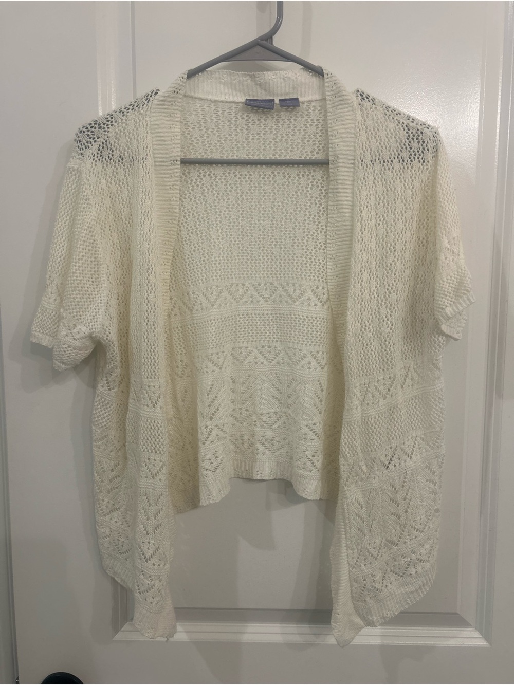 Laura Scott Open-Front Cream Knit Cardigan